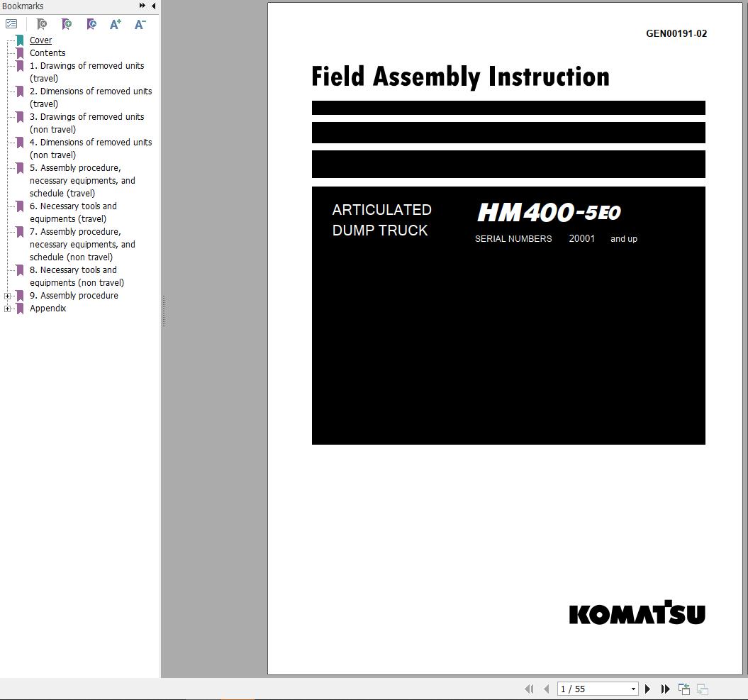 Komatsu HM4005E0 Field Assembly Instruction GEN0019102 PDF