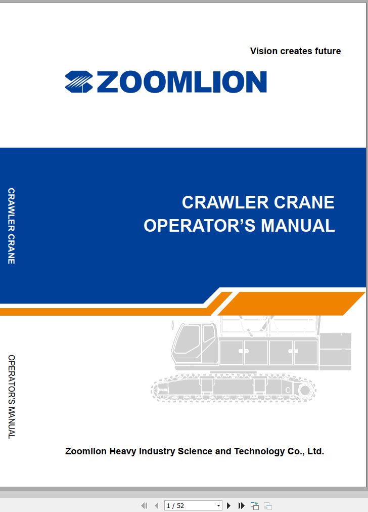 Zoomlion ZCC1100H Crawler Crane Lifting Capacity Chart PDF