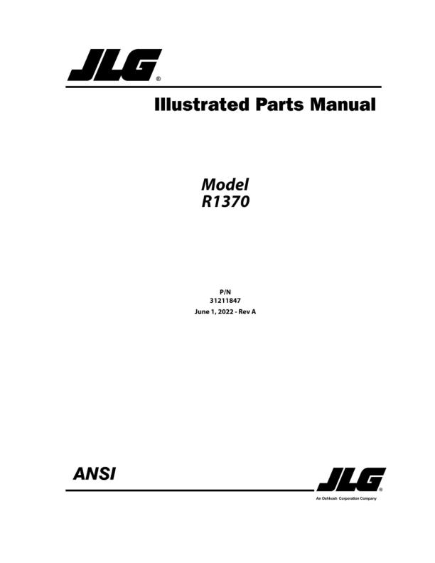 JLG R1370 Parts Catalog 31211847 2022 PDF