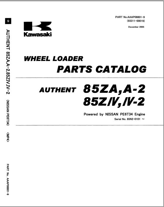 Kawasaki 85ZIV2 Operation Maintenance Shop Parts Manuals PDF
