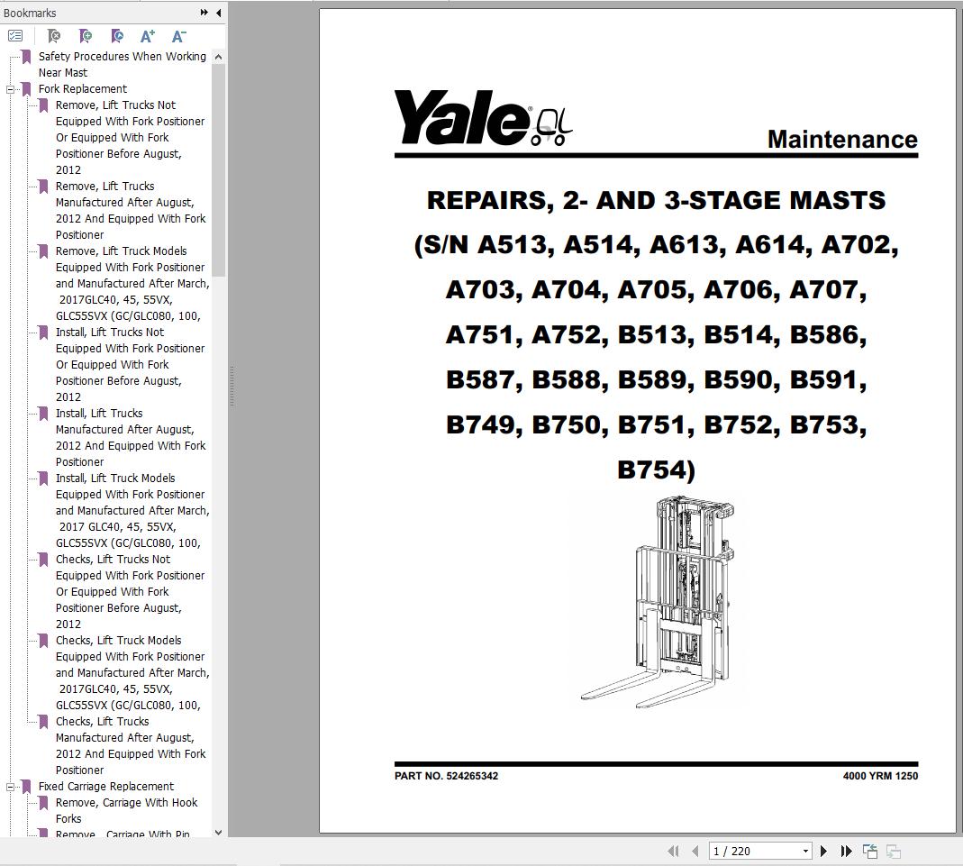 Yale C879 (GLC_GDC60VX, GLC_GDC70VX) Service Manual PDF