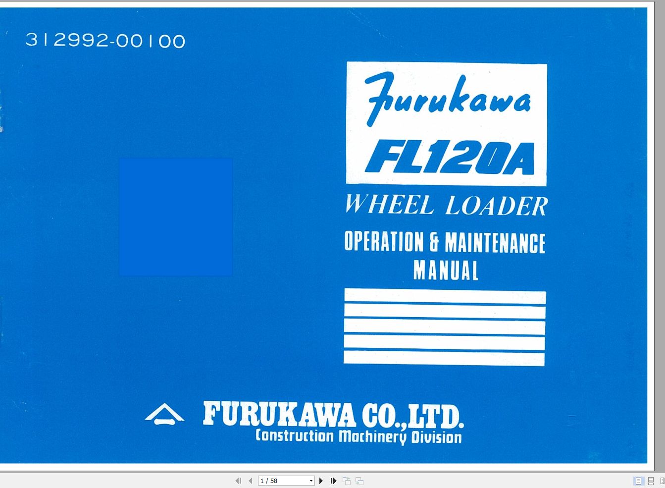 Furukawa FL120A Operation & Maintenance Manual 31299200100 PDF