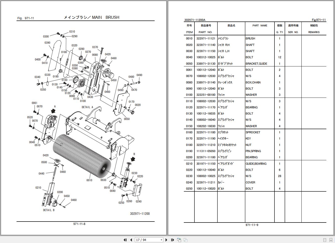 Furukawa FL3023 POWER SWEEPER Parts Catalog 30299197100 PDF