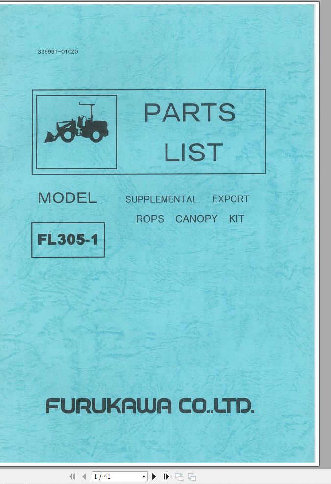 Furukawa FL3051 Parts Catalog 33999101020 PDF