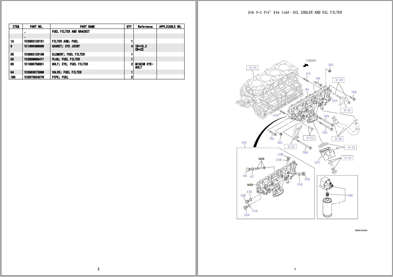 Isuzu 4JJ1XBSK01 Diesel Engine Parts Catalog PDF