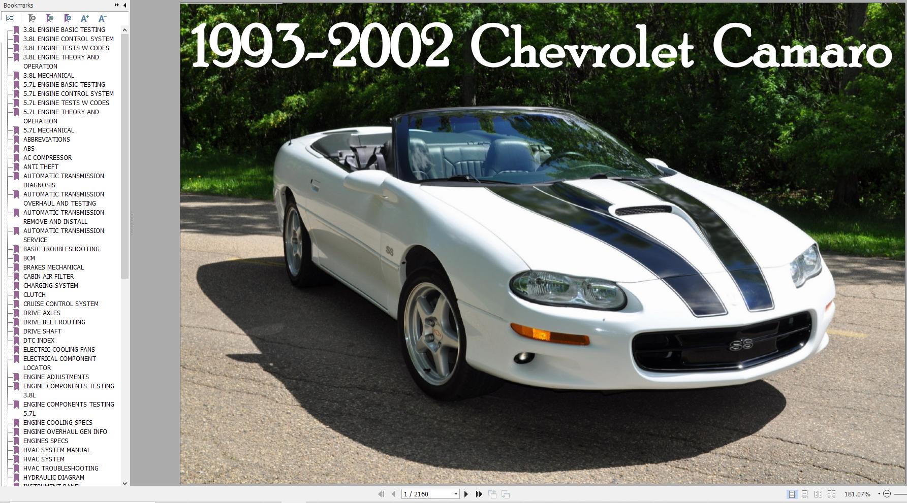 19932002 Chevrolet Camaro Service and Repair Manual PDF