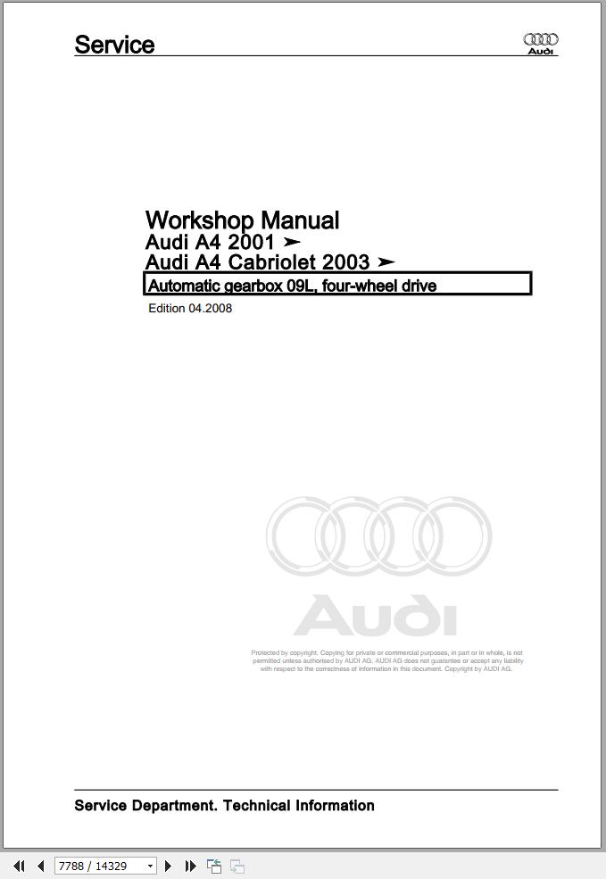 20012008 Audi A4 RS4 S4 Wiring Diagram & Manual PDF