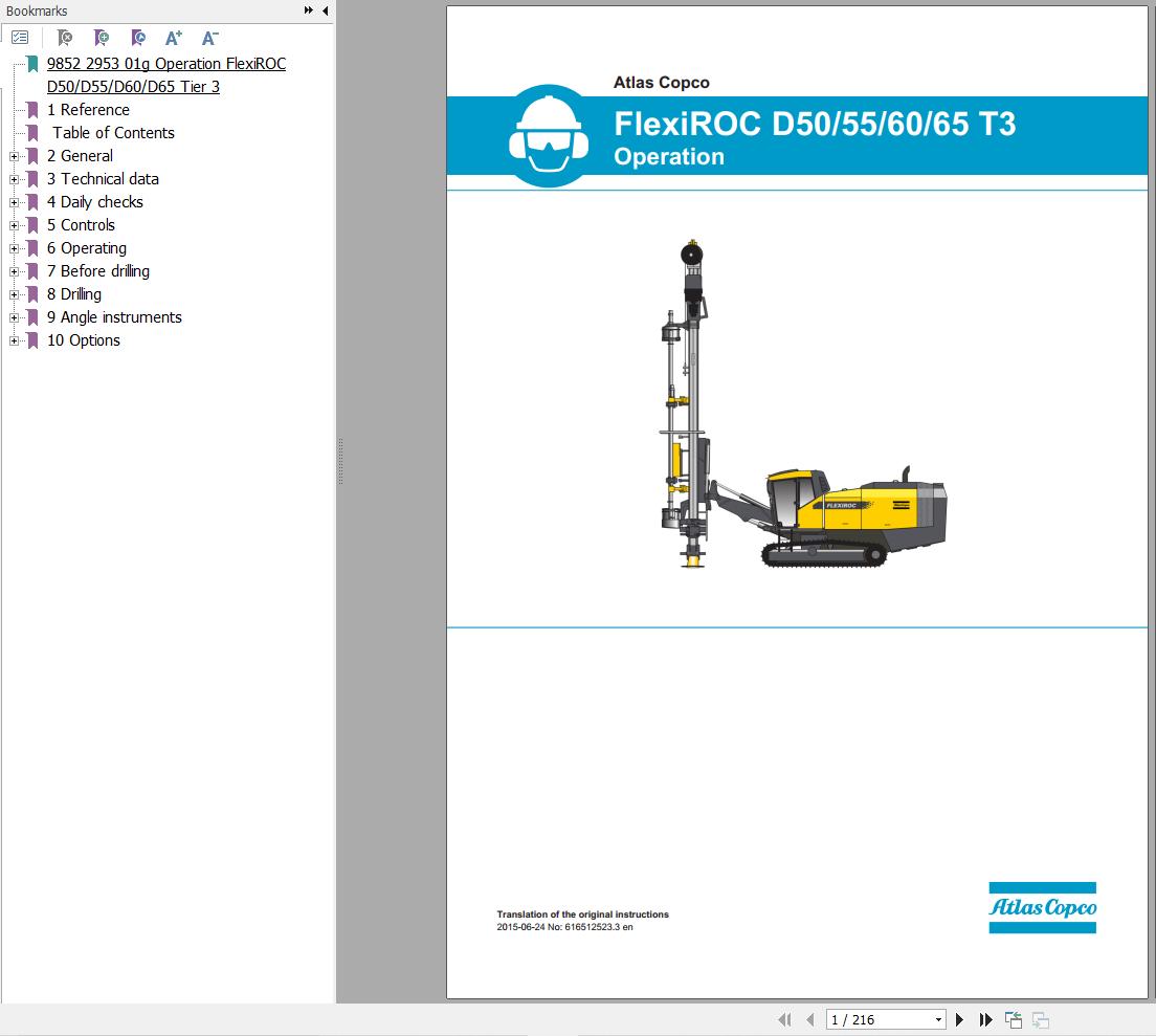 Atlas Copco FlexiROC D50 to 65 T3 Track Drills Operation Manual PDF