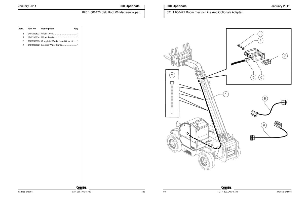Genie GTH3007 AGRI730 Telehandlers Parts Manual 645004 PDF