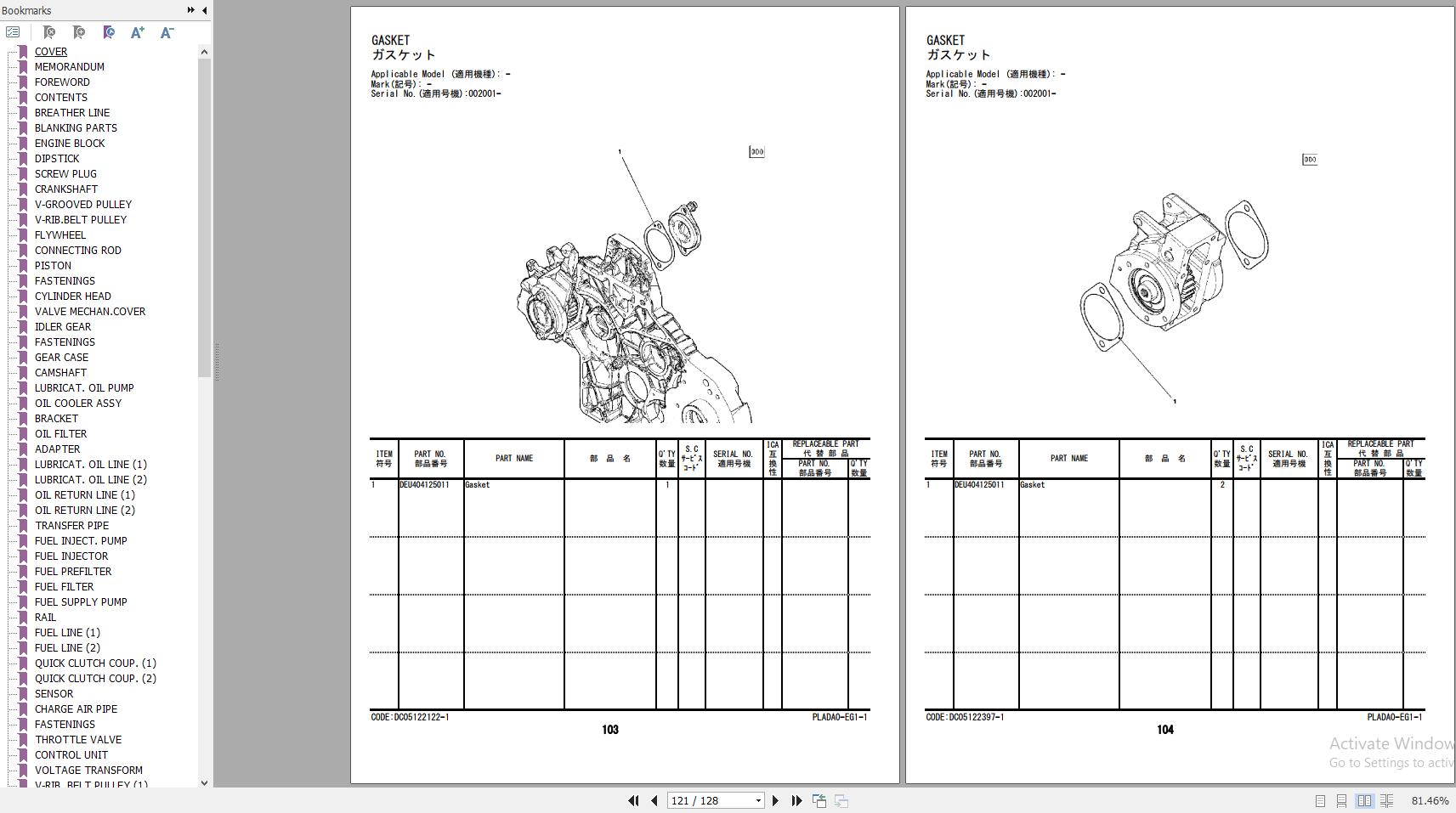 Hitachi Deutz TCD Collection Engine Parts Catalog PDF