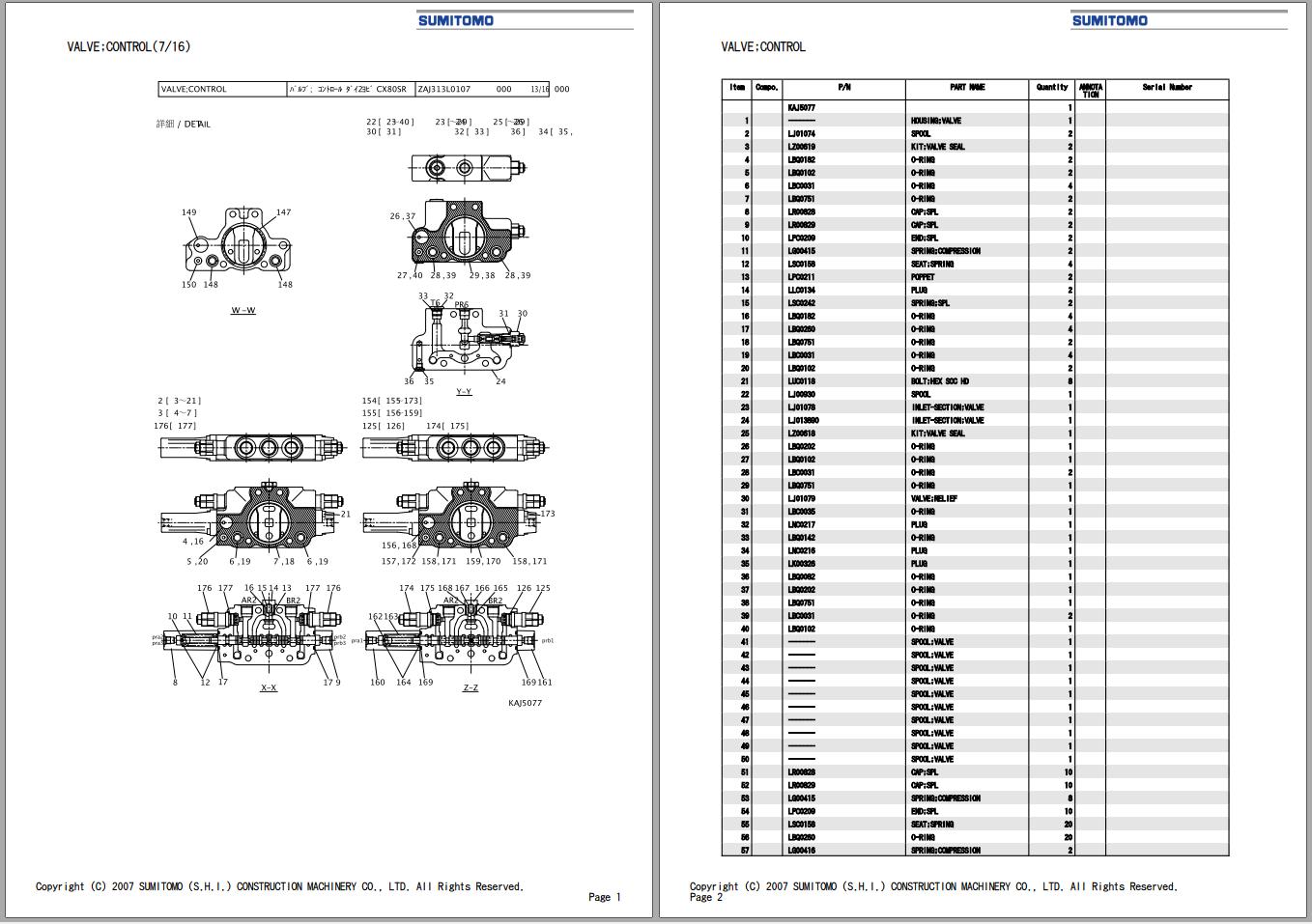 Sumitomo SH803B Excavator Parts Catalog PDF
