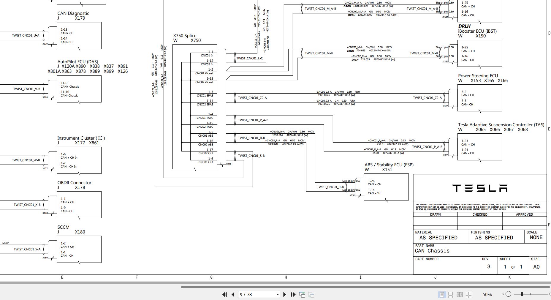 2019-2021 Tesla Model X Electrical Diagram SOP9-RHD-All-Rev3 PDF