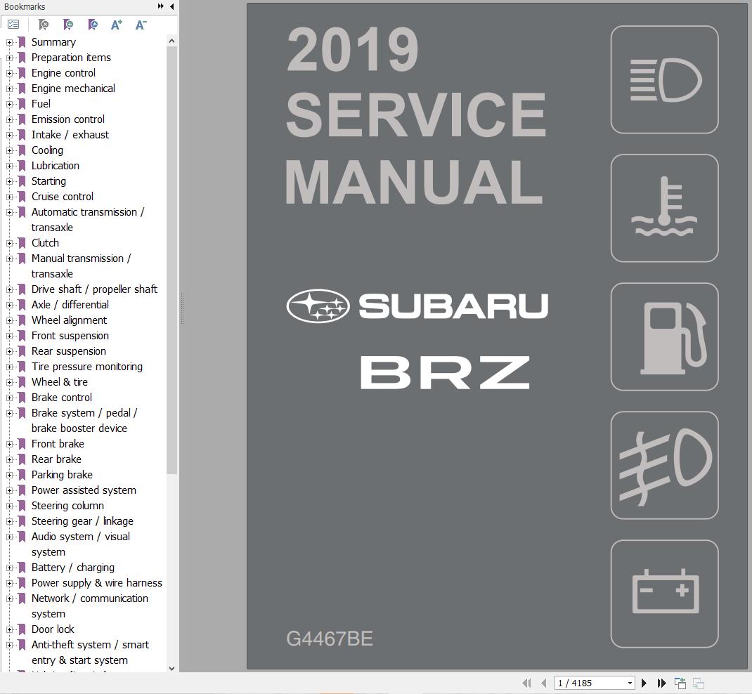 2019 Subaru BRZ Service Repair Manual G4467BE PDF