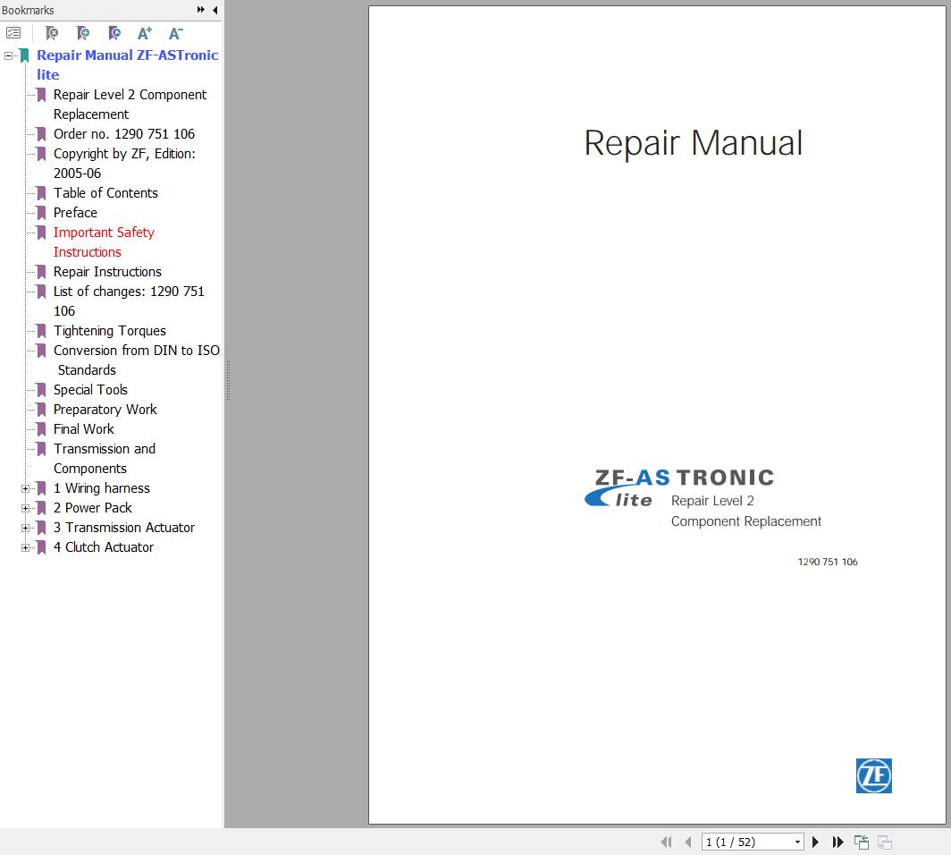ZF Astronic Lite Transmission Repair Manual EN DE PDF