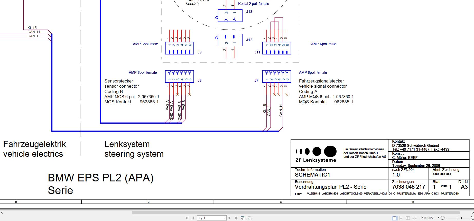 ZF BMW EPS PL2 Series Control Unit Wiring Diagram PDF