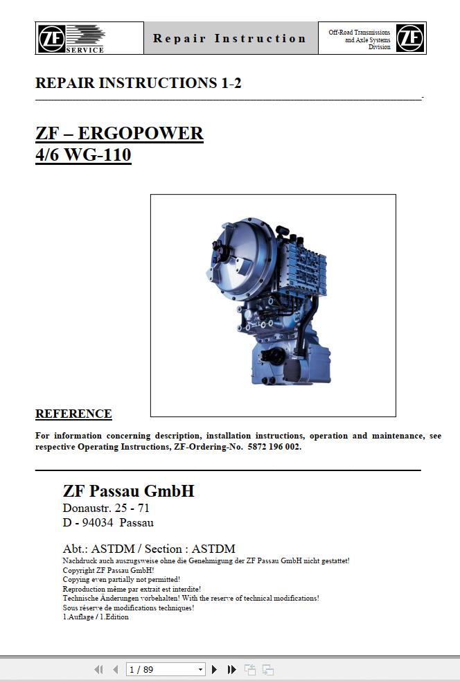 ZF ERGOPOWER 4_6 WG110 Transmission Repair Manual PDF