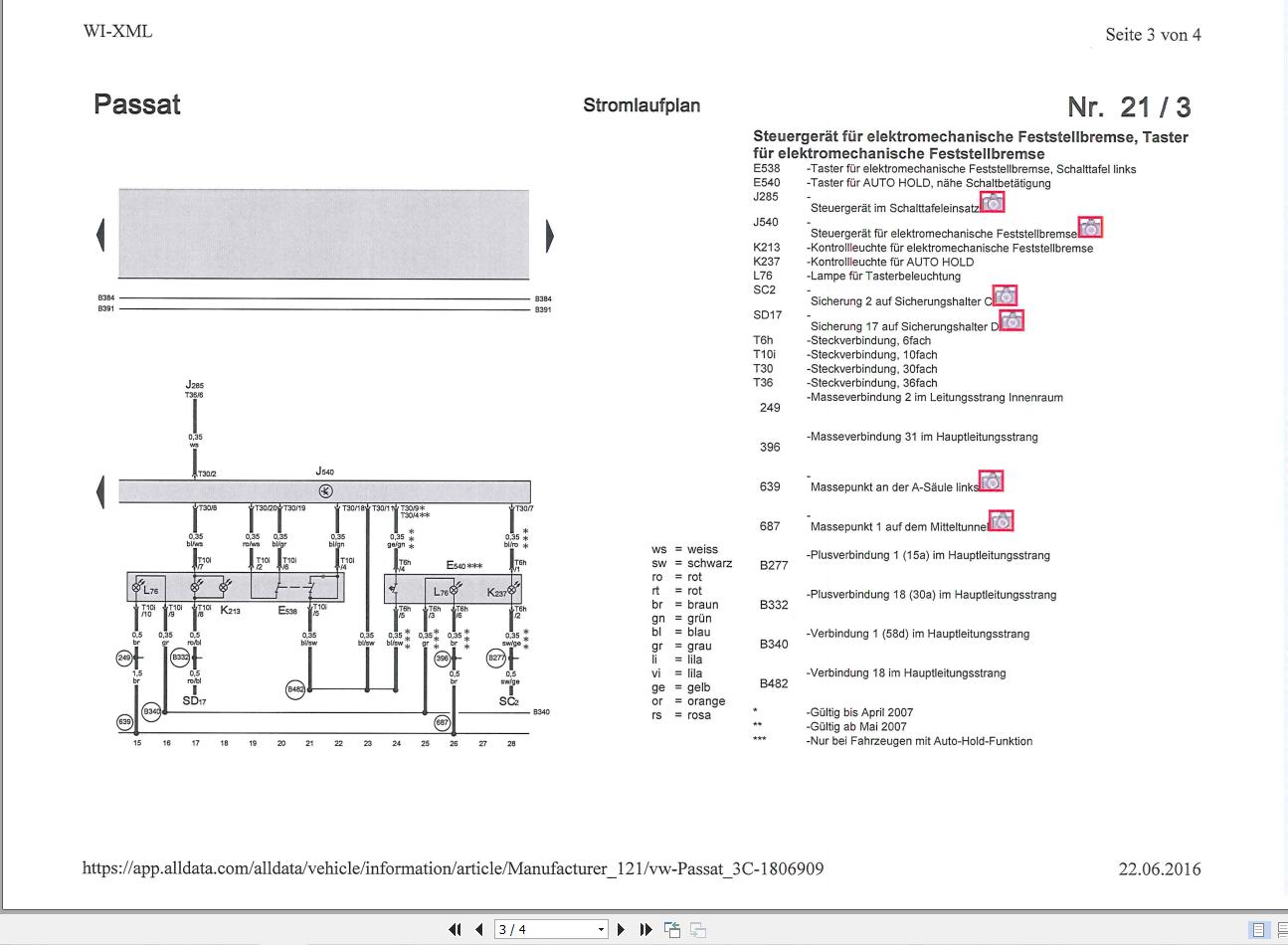 ZF Electric Park Brake for Passat Circuit Diagram DE PDF
