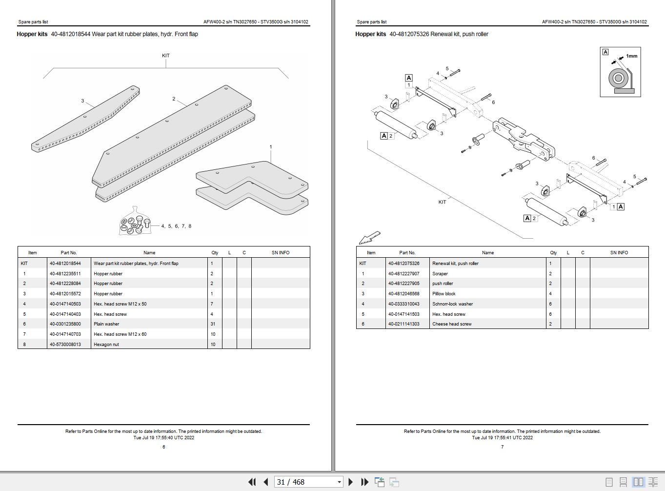Ammann AFW 4002 Parts Catalog 10002015TN3027650 2022 PDF