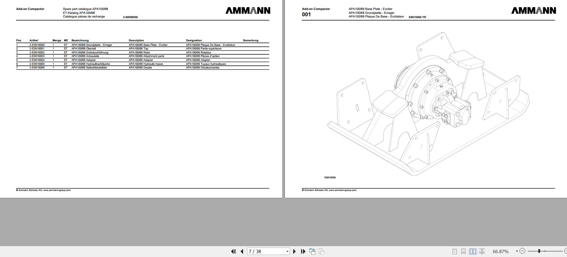Ammann APA 100_88 Parts Catalog 209998058 10.2016 ML PDF
