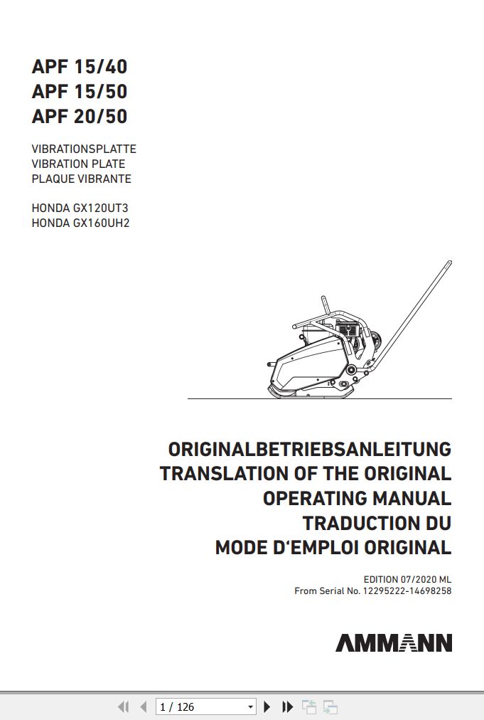 Ammann APF 15_40 15_50 20_50 Operation Manual 2-00002047 (A) 07.2020 ML PDF