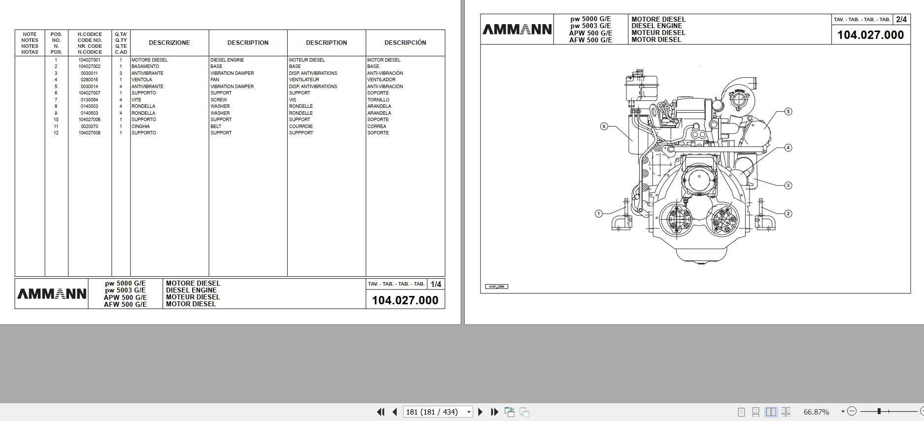 Ammann PW5000 to AFW500 G_E Series Parts Catalog And Diagram PDF