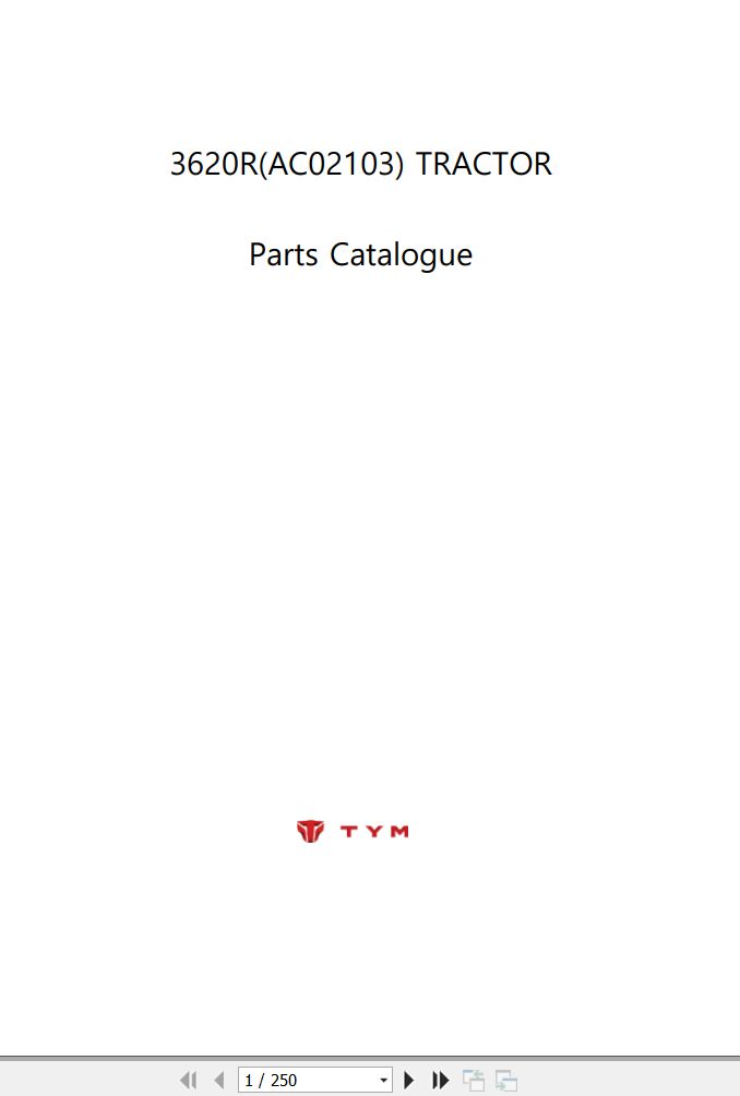 TYM 3620R Compact Tractor Parts Catalog EN KO PDF