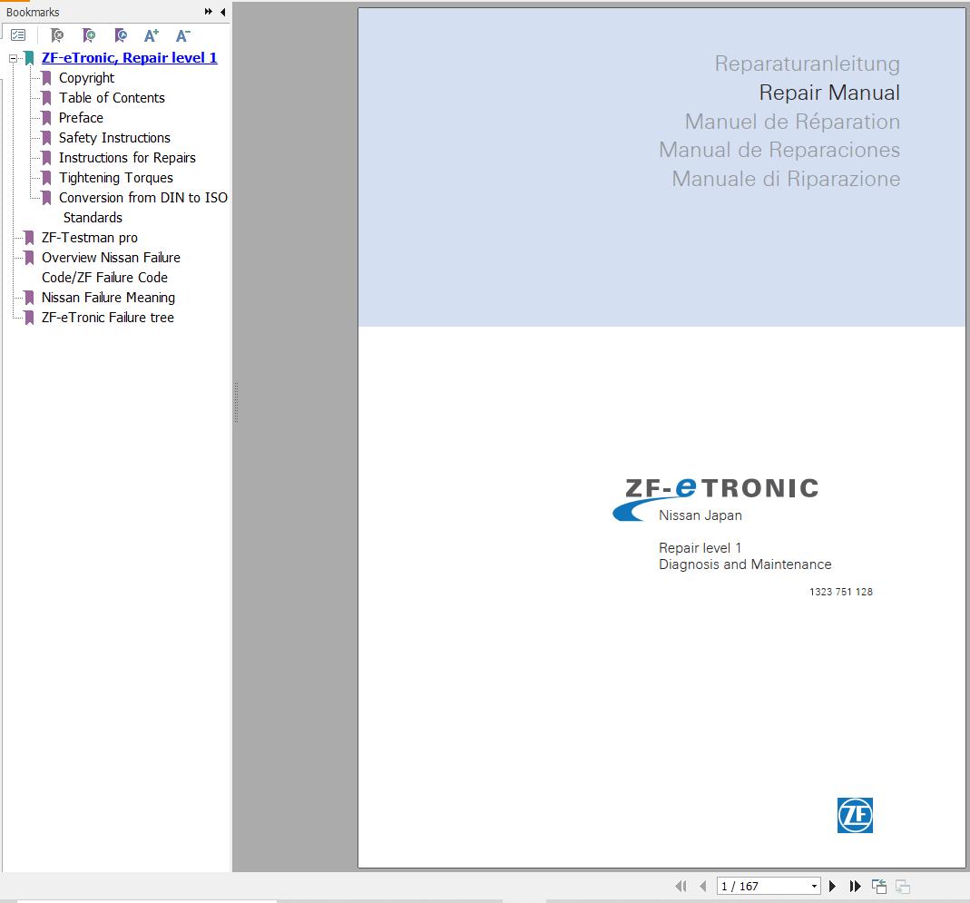 ZF Transmission eTronic Repair level 1 Diagnosis and Maintenance Manual PDF