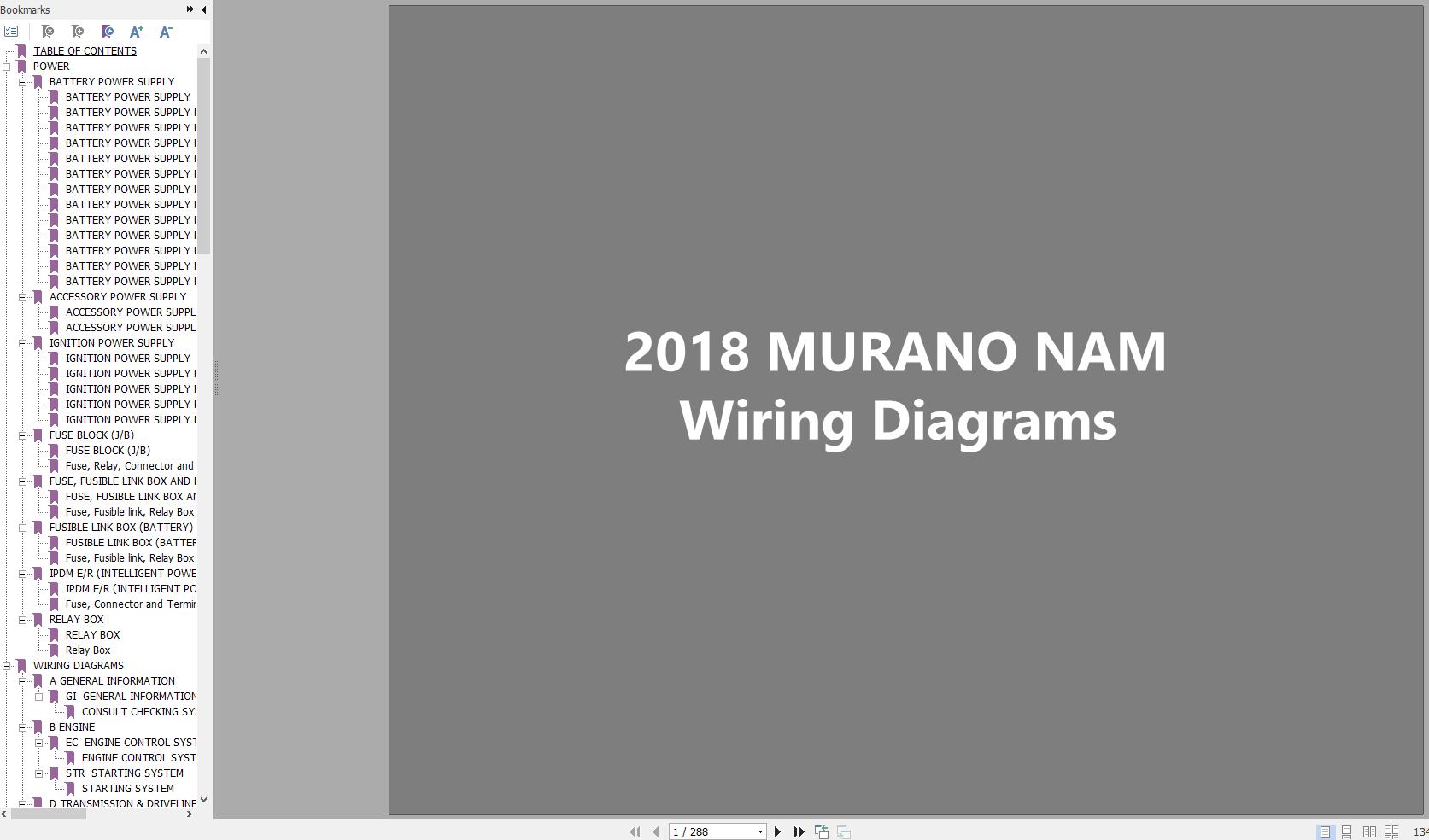 Nissan MURANO 2018 Electrical Diagram PDF