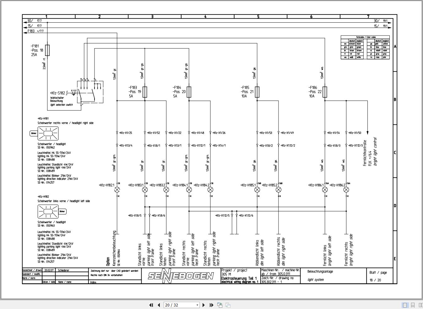 Sennebogen 305 305.0.398 Telehandler Electric and Hydraulic Diagrams EN