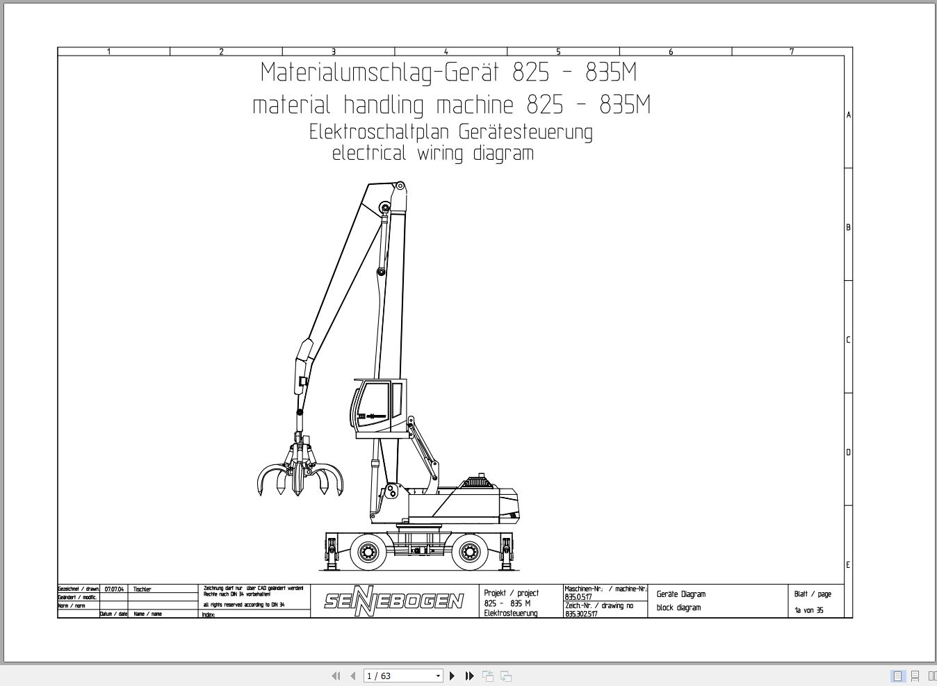 Sennebogen 835 835.0.440 Material Handler Electric and Hydraulic