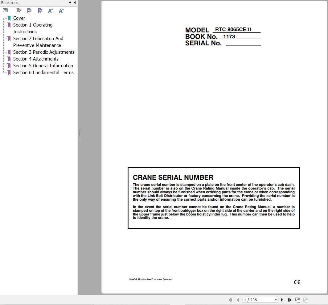 Link Belt TC108C Crane Operation Manual 269 PDF