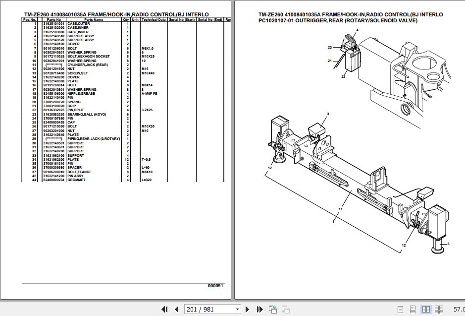 Tadano TMZE260 Cargo Crane Parts Manual PDF