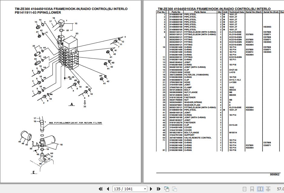 Tadano TMZE300 Cargo Crane Parts Manual PDF