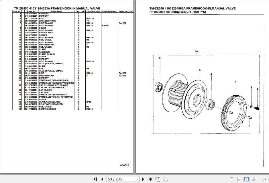 Tadano TMZE550 Cargo Crane Parts Manual PDF