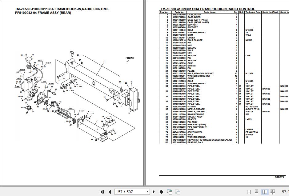 Tadano TMZE580 Cargo Crane Parts Manual PDF