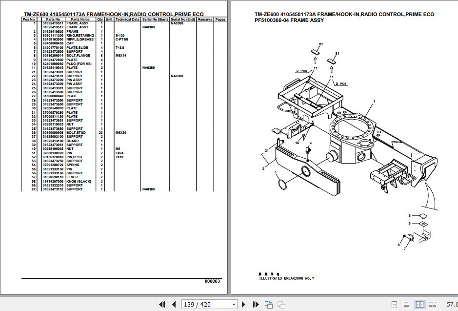 Tadano TMZE600 Cargo Crane Parts Manual PDF
