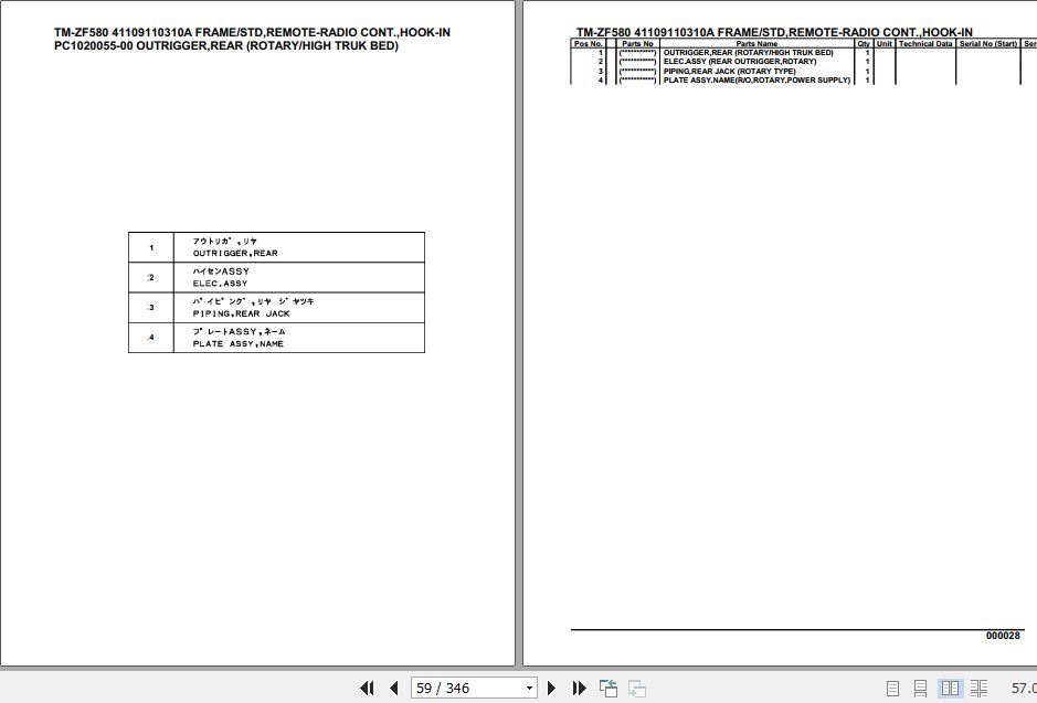 Tadano TMZF580 Cargo Crane Parts Manual PDF