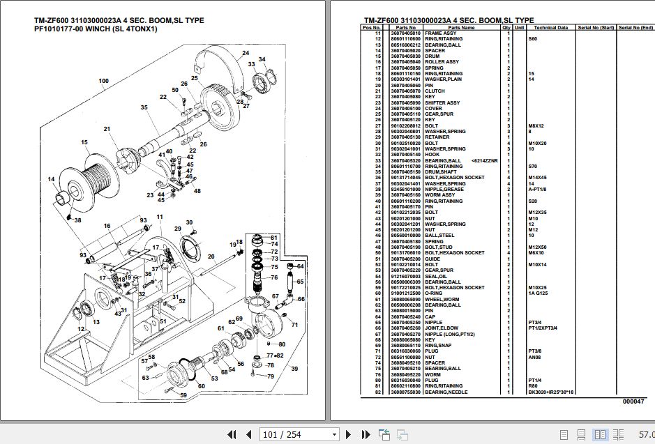 Tadano TMZF600 Cargo Crane Parts Manual PDF