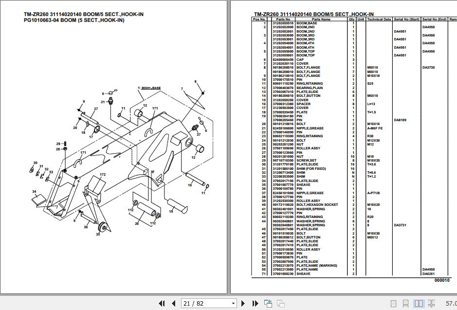 Tadano TMZR260 Cargo Crane Parts Manual PDF