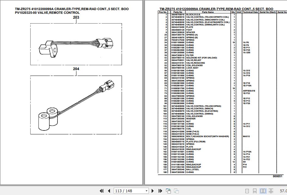 Tadano TMZR275 Cargo Crane Parts Manual PDF