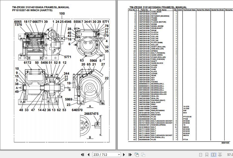 Tadano TMZR300 Cargo Crane Parts Manual PDF