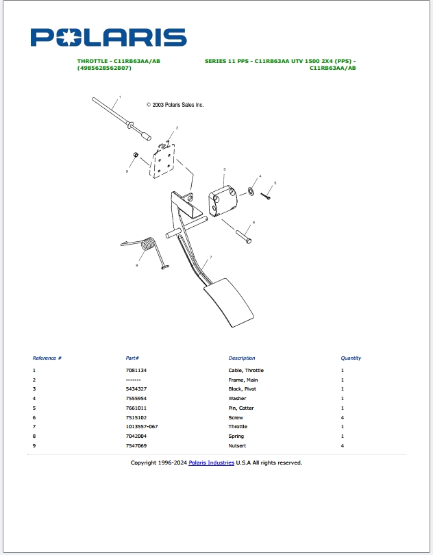 Polaris PPS Full Models Spare Parts Catalog PDF