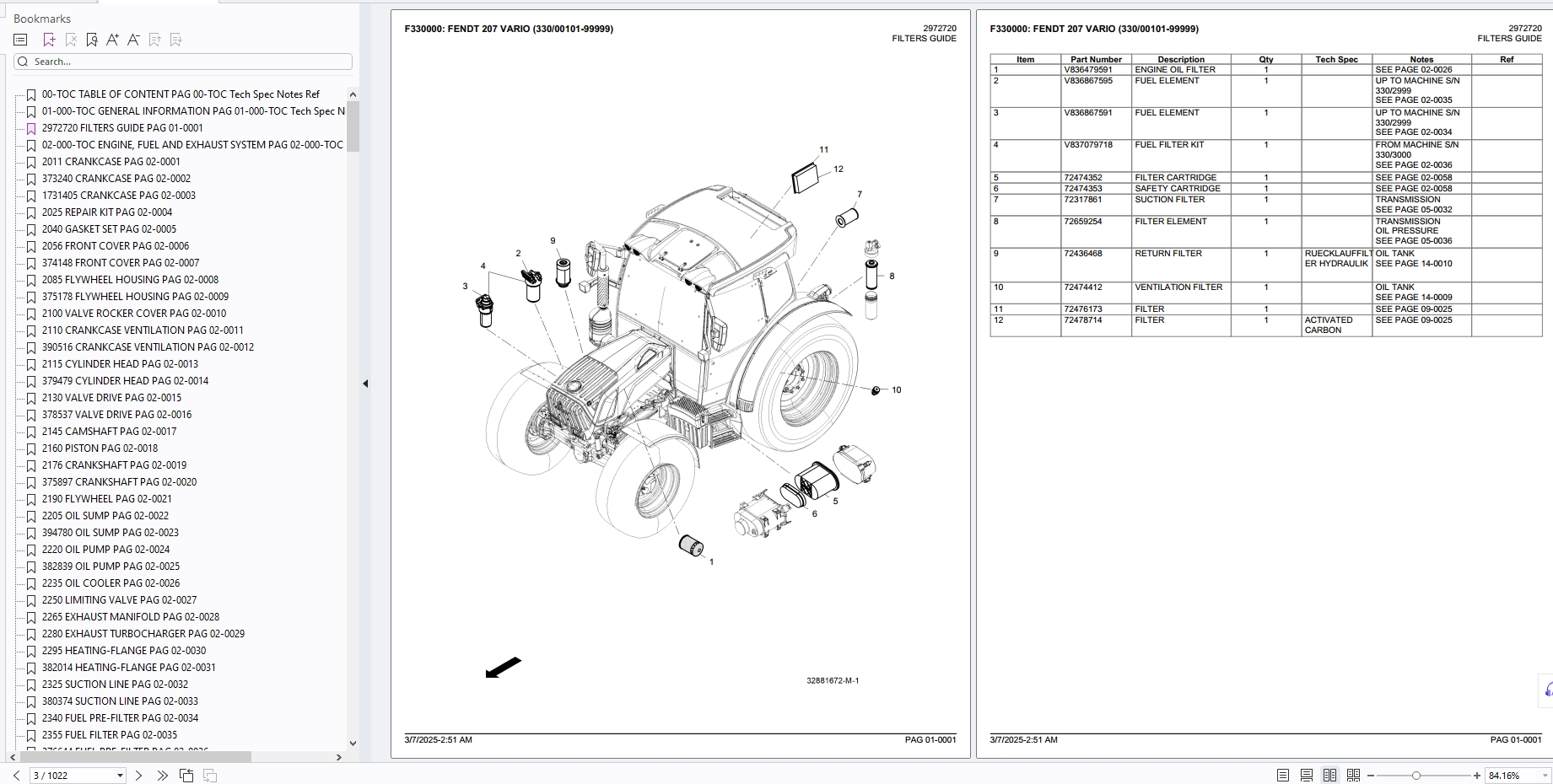 FENDT 207 VARIO (330 0010199999) Tractor Part Catalog PDF