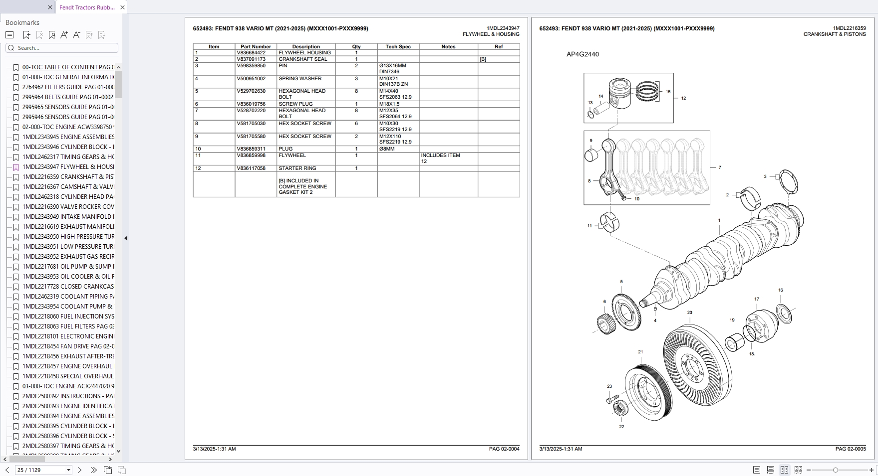 Fendt 938 VARIO MT (20212025) (MXXX1001PXXX9999) Tractor Parts
