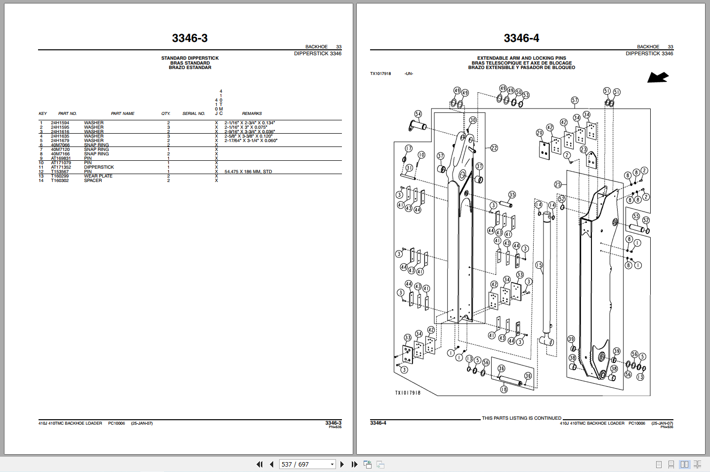John Deere 410J 410TMC Backhoe Loaders Part Catalog PC10006 PDF