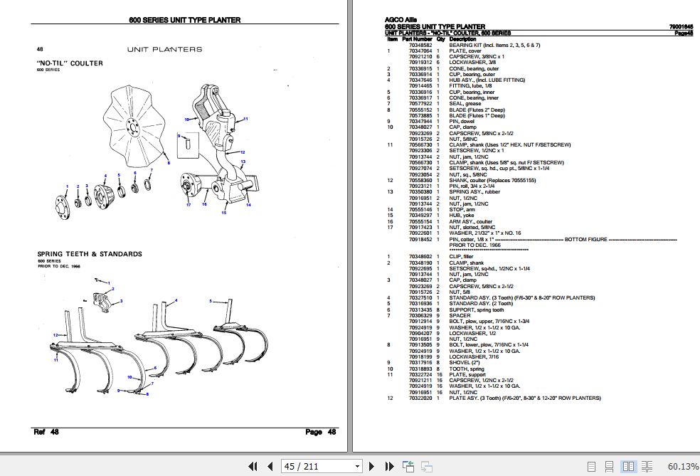 AGCO Allis 600 Series Unit Type Planter Parts Catalog 79001645 PDF