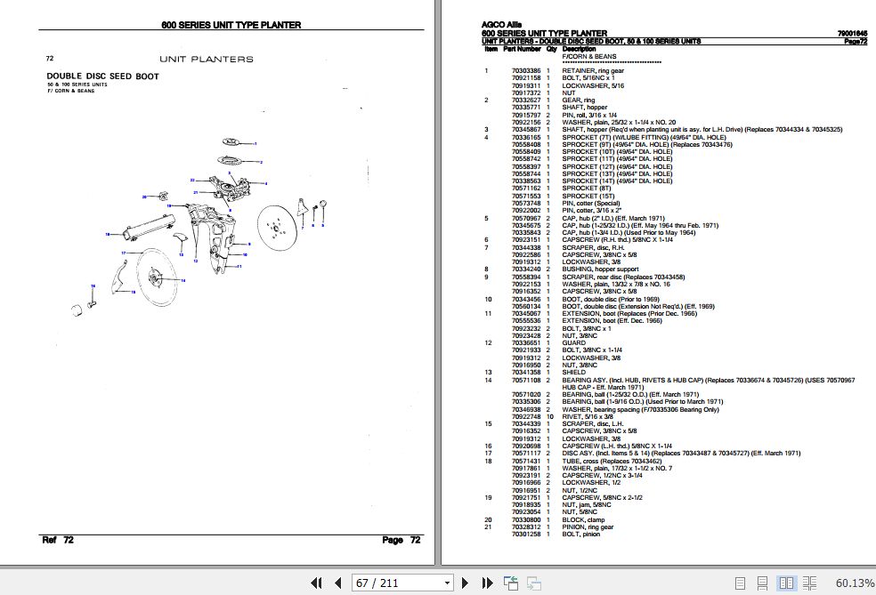 AGCO Allis 600 Series Unit Type Planter Parts Catalog 79001645 PDF