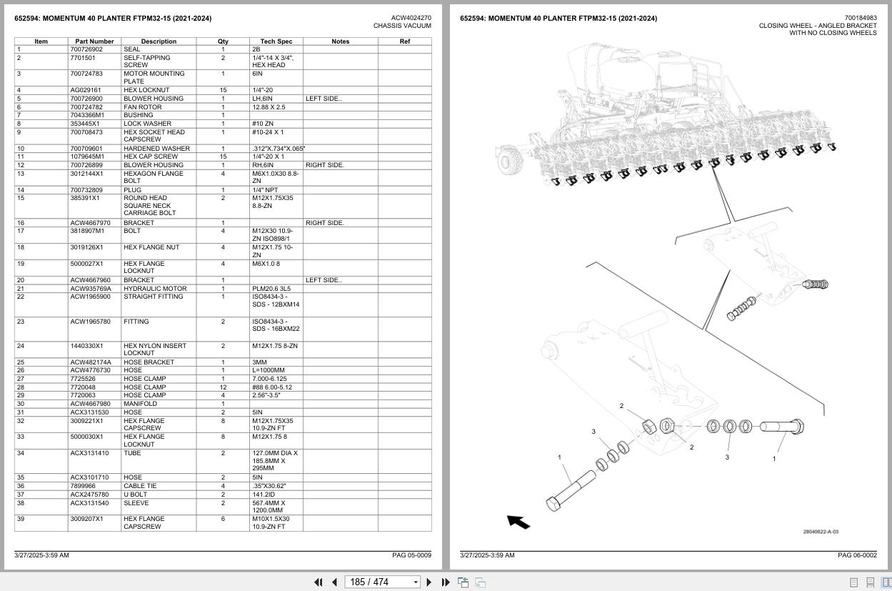 Fendt FTPM3215 Momentum 40 Planter (20212024) Parts Catalog PDF