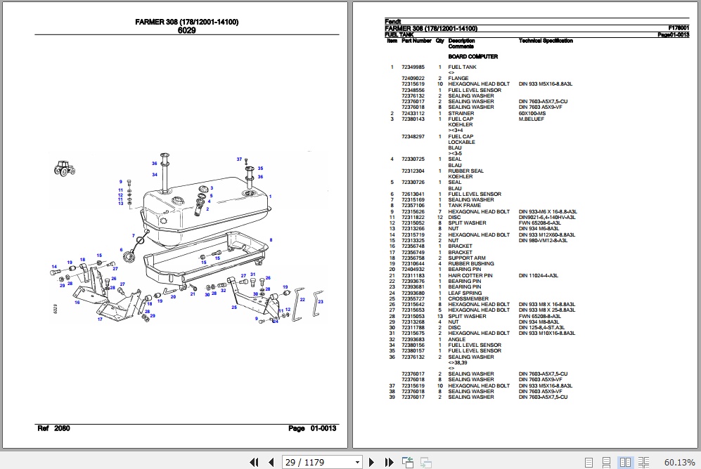 Fendt Farmer 308 Tractor Parts Catalog F178001 11.2018 PDF