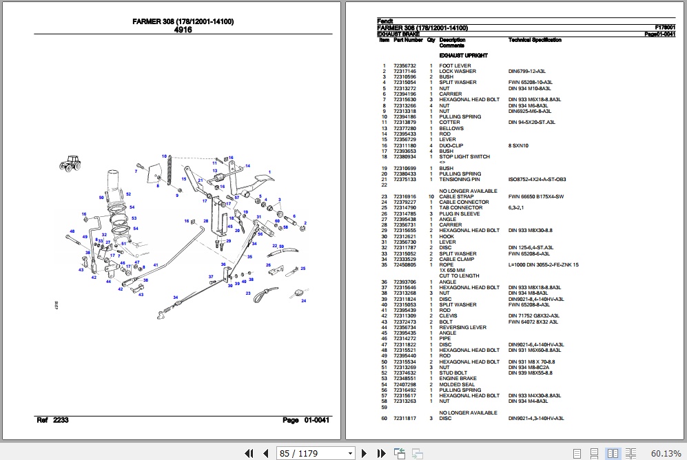 Fendt Farmer 308 Tractor Parts Catalog F178001 11.2018 PDF